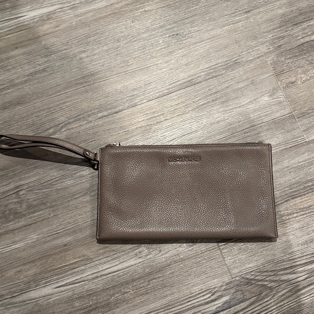 Michael Kors Taupe Leather Wristlet